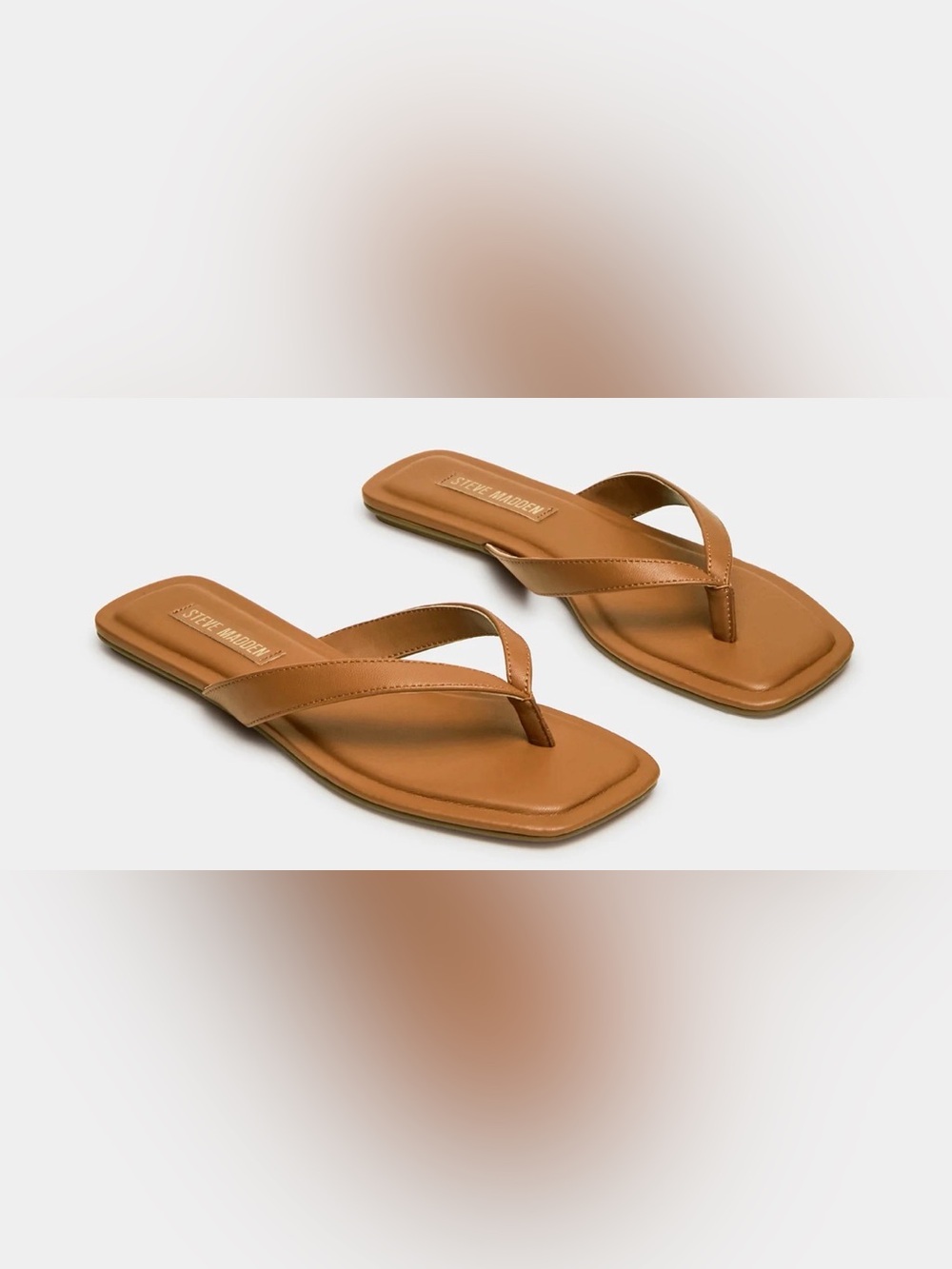 Steve Madden Cognac Leather Thong Sandals